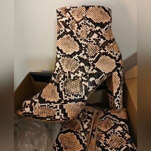 Fashion Nova Snakeskin Print  Peep Toe Booties